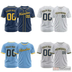 Navy Custom Baseball Jersey Tee - Personalized Stitched Name & Number for Men & Women