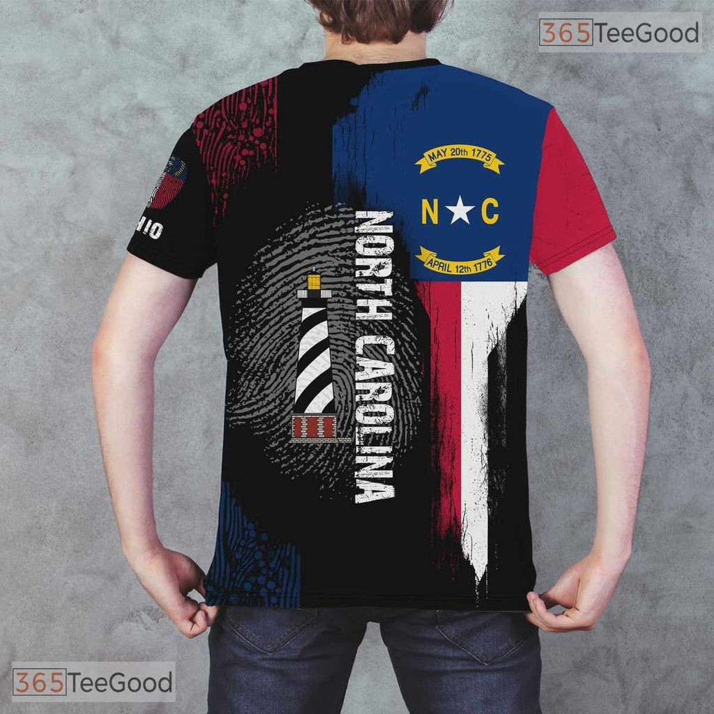 North Carolina Black State Novelty Graphic 3D Printed Casual Unisex Tee Shirt Top