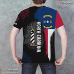 North Carolina Black State Novelty Graphic 3D Printed Casual Unisex Tee Shirt Top