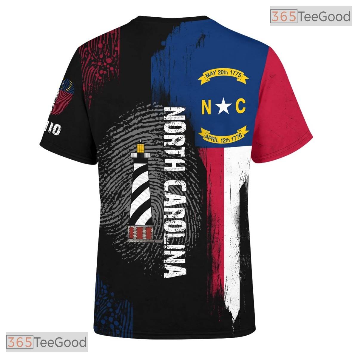 North Carolina Black State Novelty Graphic 3D Printed Casual Unisex Tee Shirt Top