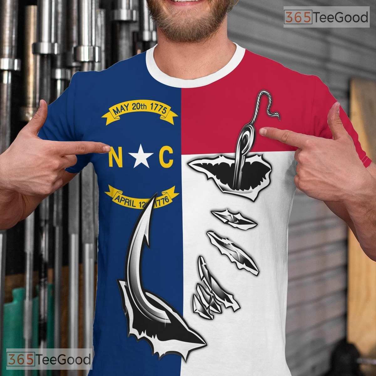 North Carolina Blue State Novelty Graphic 3D Printed Casual Unisex T-Shirt Tops