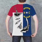 North Carolina Blue State Novelty Graphic 3D Printed Casual Unisex T-Shirt Tops