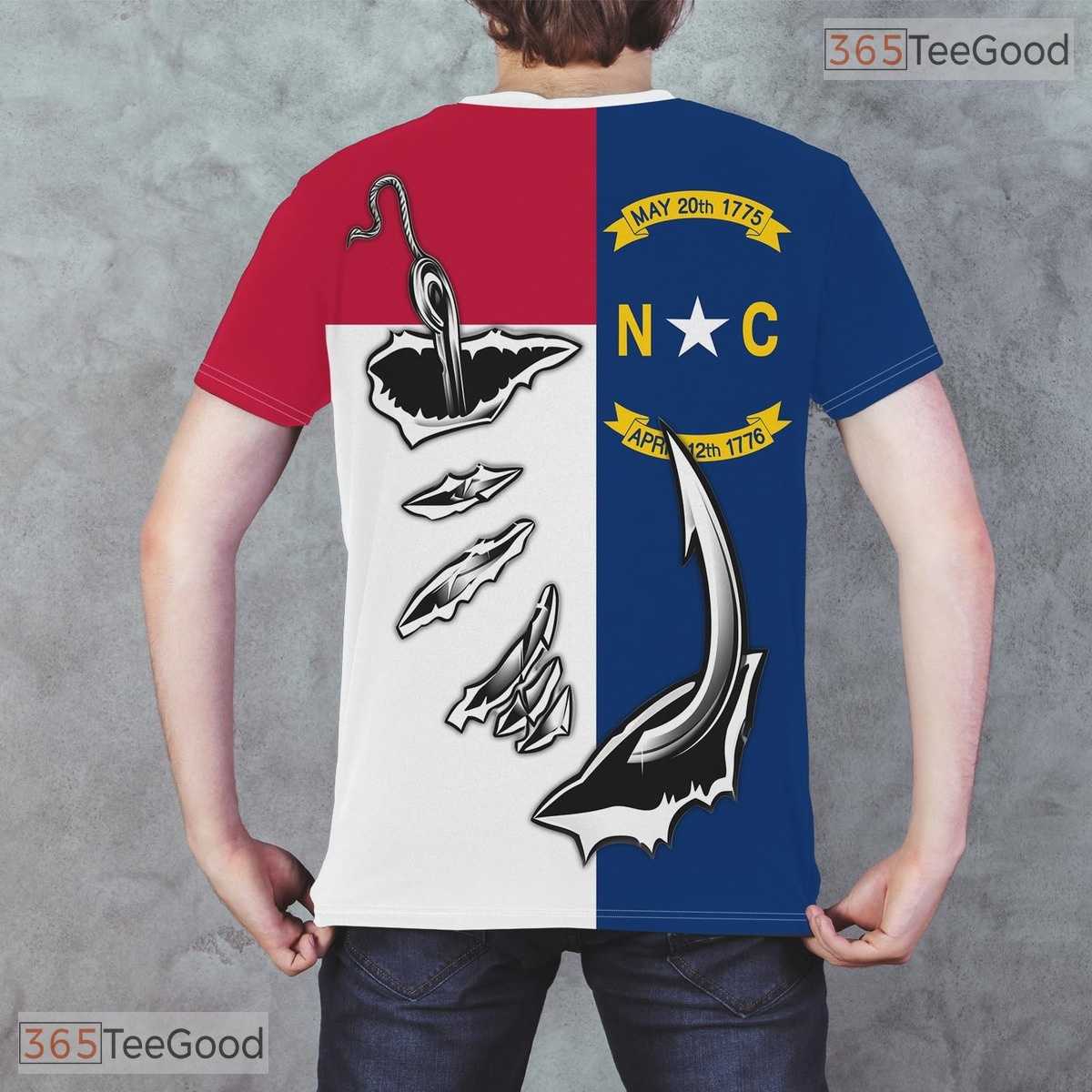 North Carolina Blue State Novelty Graphic 3D Printed Casual Unisex T-Shirt Tops