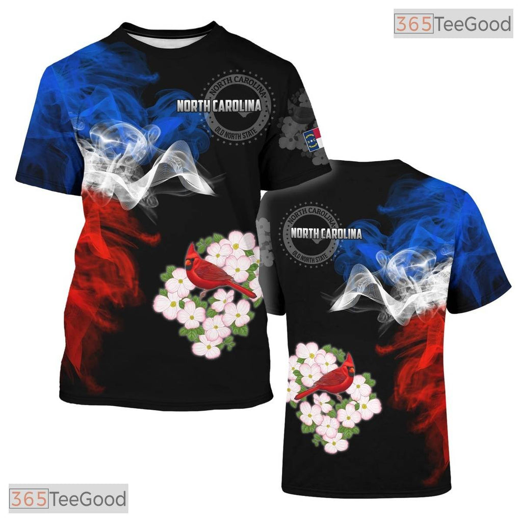 North Carolina Grey State Novelty Graphic 3D Printed Casual Unisex T-Shirt Tops