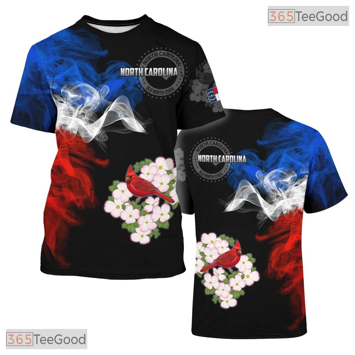 North Carolina Grey State Novelty Graphic 3D Printed Casual Unisex T-Shirt Tops