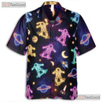 Neon Astronaut Skateboarding Hawaiian Tee- Unisex Space Planet Galaxy Top