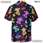 Neon Astronaut Skateboarding Hawaiian Tee- Unisex Space Planet Galaxy Top