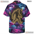 Neon Bigfoot UFO Hawaiian Shirt for Men - Psychedelic Mushroom Party Tee