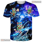 Glowing Neon Cat Animal Graphic Art Pattern 3D Printed Casual Unisex T-Shirts