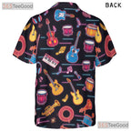 Neon Glow Guitar Drum Aloha Festival Party Music Hawaiian Shirt Unisex Top