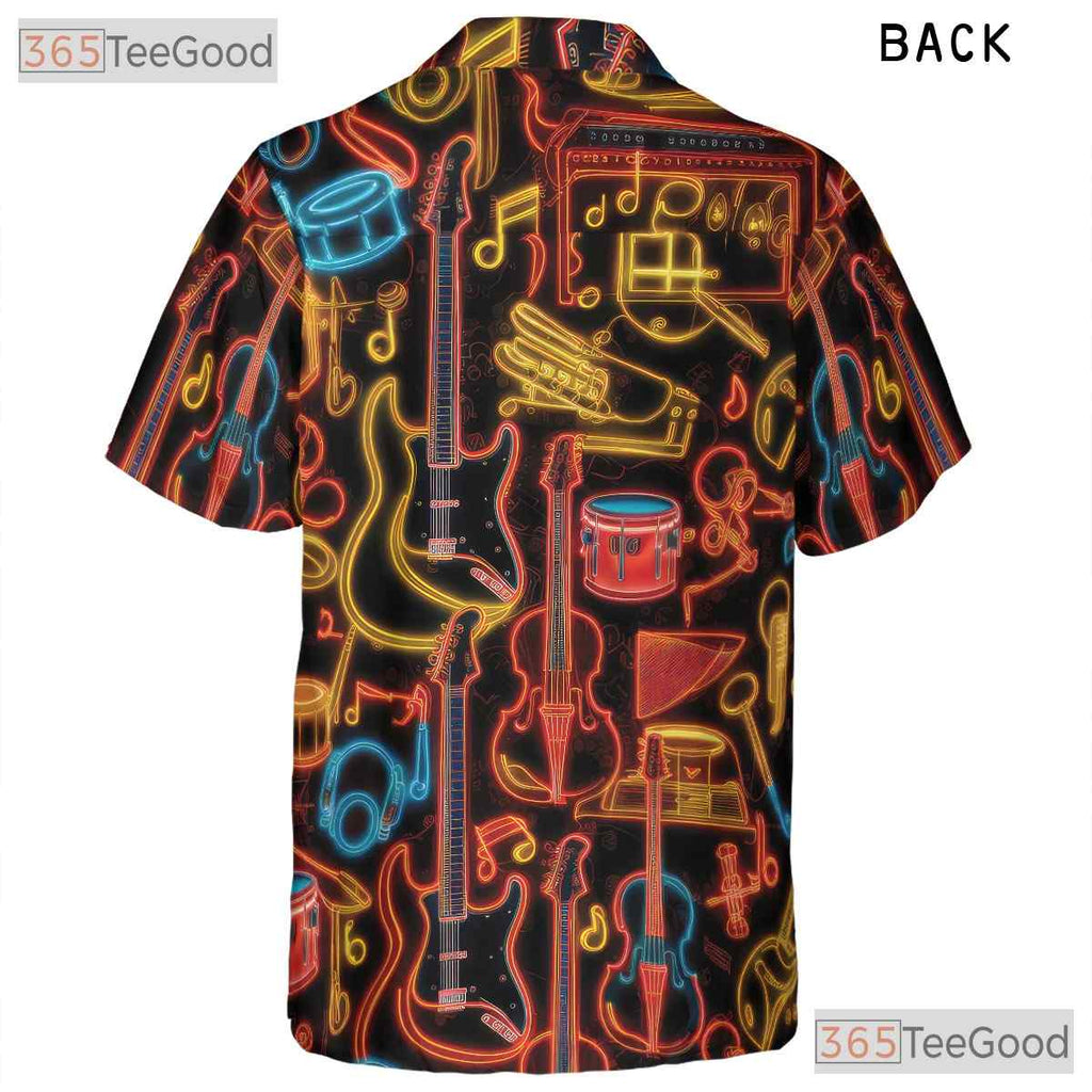 Neon Glow Music Guitar Drum Concert Festival Band Hawaiian Tee Unisex Outfit