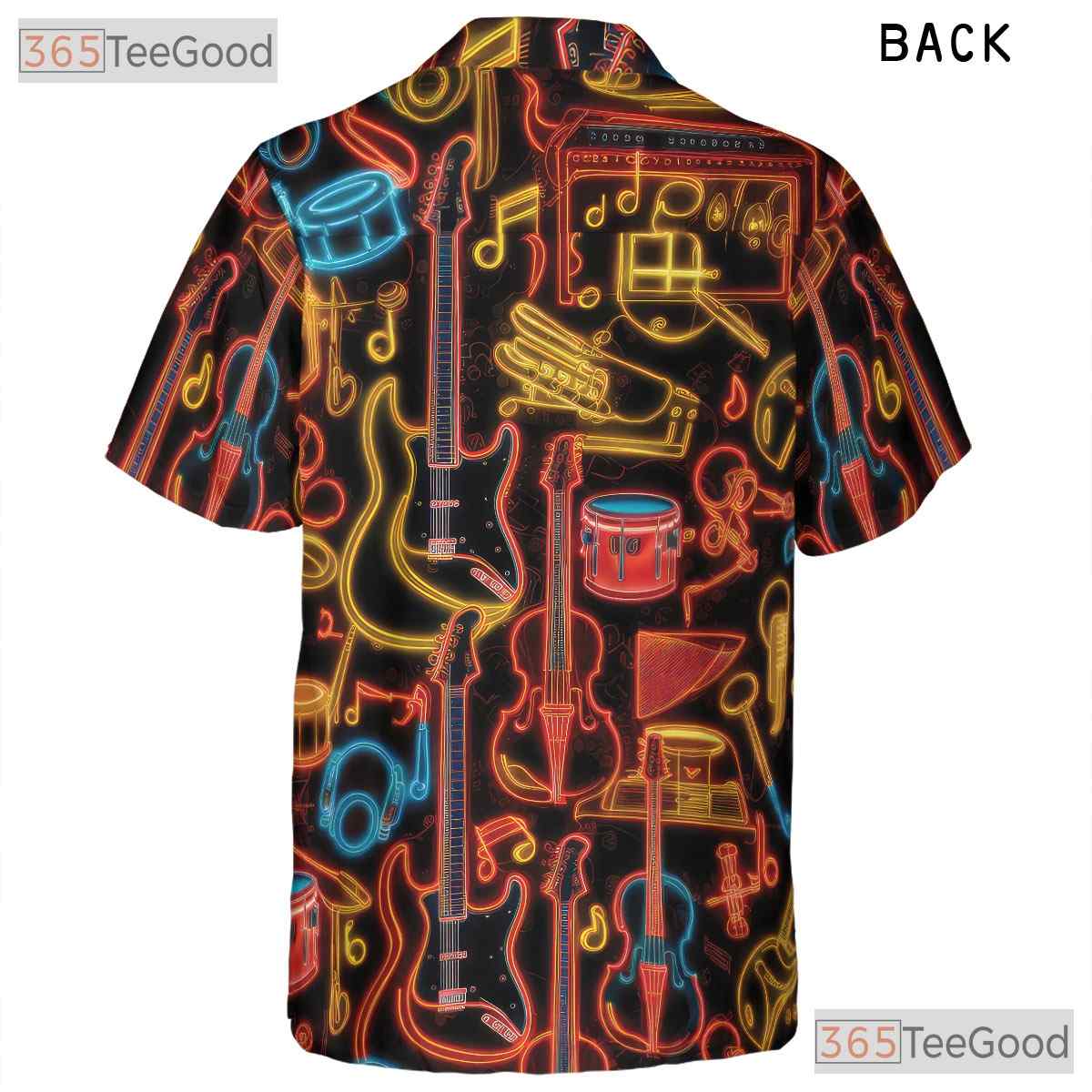 Neon Glow Music Guitar Drum Concert Festival Band Hawaiian Tee Unisex Outfit