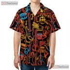 Neon Glow Music Guitar Drum Concert Festival Band Hawaiian Tee Unisex Outfit
