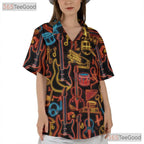Neon Glow Music Guitar Drum Concert Festival Band Hawaiian Tee Unisex Outfit