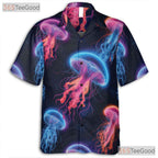 Neon Jellyfish Bioluminescent Ocean Space Aloha Party Hawaiian Shirt Unisex