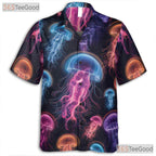 Neon Jellyfish Bioluminescent Ocean Space Aloha Party Hawaiian Tee Unisex