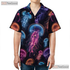 Neon Jellyfish Bioluminescent Ocean Space Aloha Party Hawaiian Tee Unisex