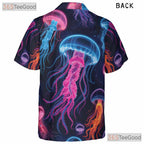Neon Jellyfish Ocean Space Bioluminescent Aloha Party Hawaiian Tee Unisex