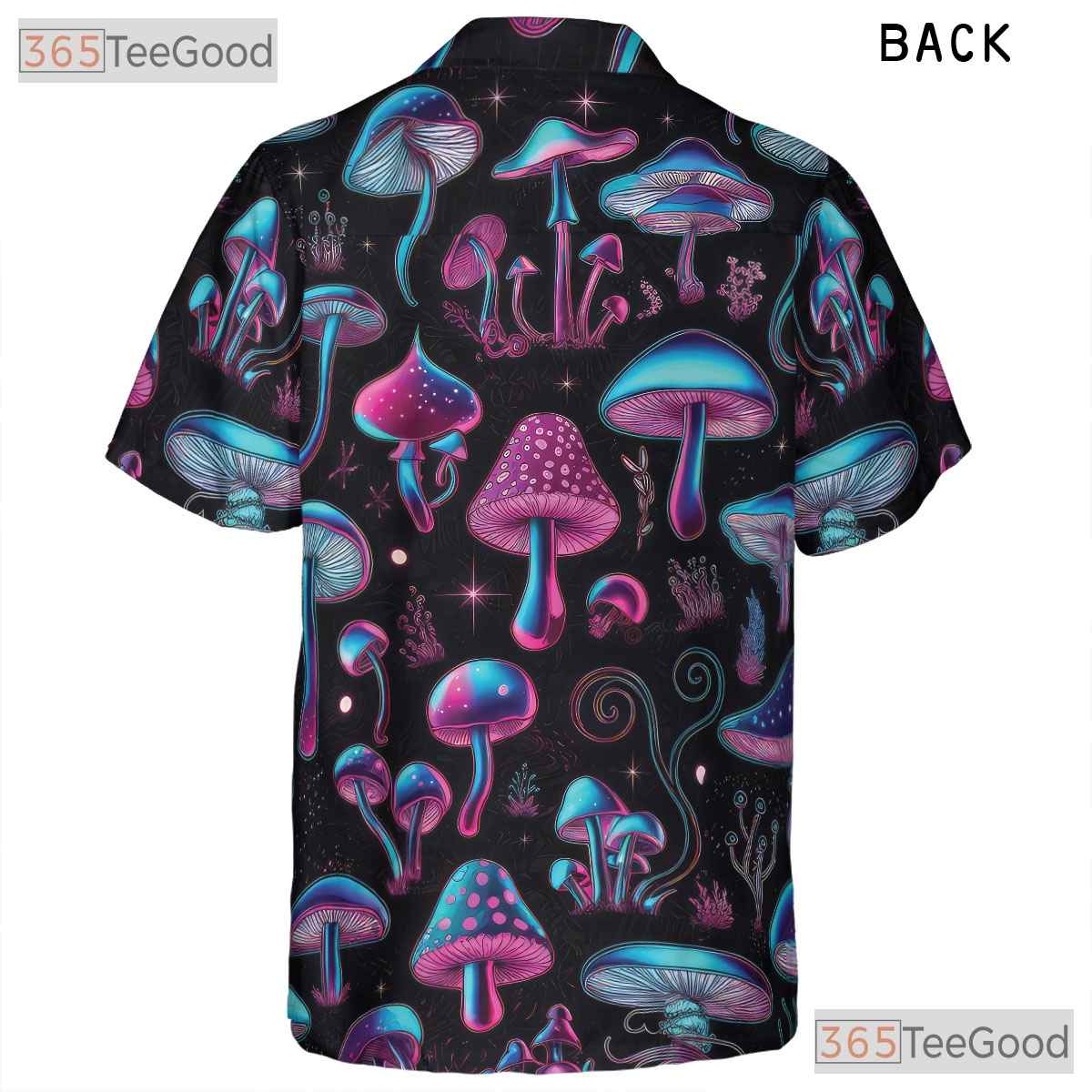 Neon Mushroom Print Hawaiian Shirt Unisex Tropical Summer Top