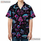 Neon Mushroom Print Hawaiian Shirt Unisex Tropical Summer Top