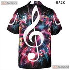 Neon Music Treble Clef DJ Guitar Mic Band Concert Hawaiian Tee Unisex Top