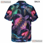 Neon Ocean Glow Sea Turtle Aloha Beach Hawaiian Tee Men Women Summer Outfit Top