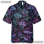 Neon Psychedelic Mushroom Hawaiian Shirt, Trippy Festival Wear Unisex