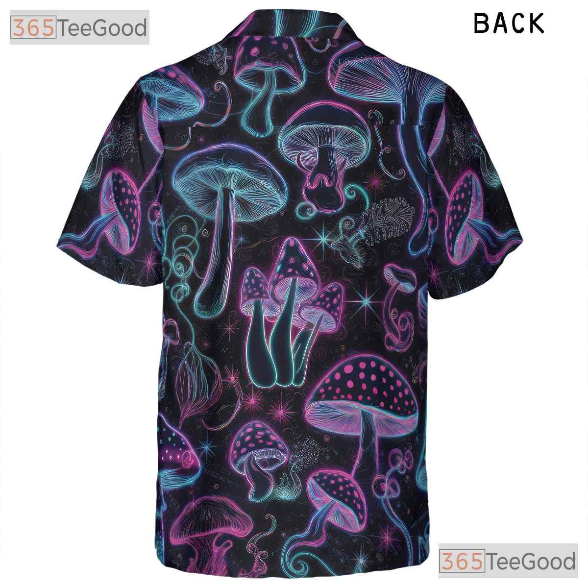 Neon Psychedelic Mushroom Hawaiian Shirt, Trippy Festival Wear Unisex