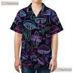 Neon Psychedelic Mushroom Hawaiian Shirt, Trippy Festival Wear Unisex