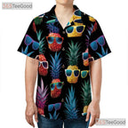 Neon Retro Pineapple Tropical Vibes Aloha Hawaiian Shirt Men Women Summer Top