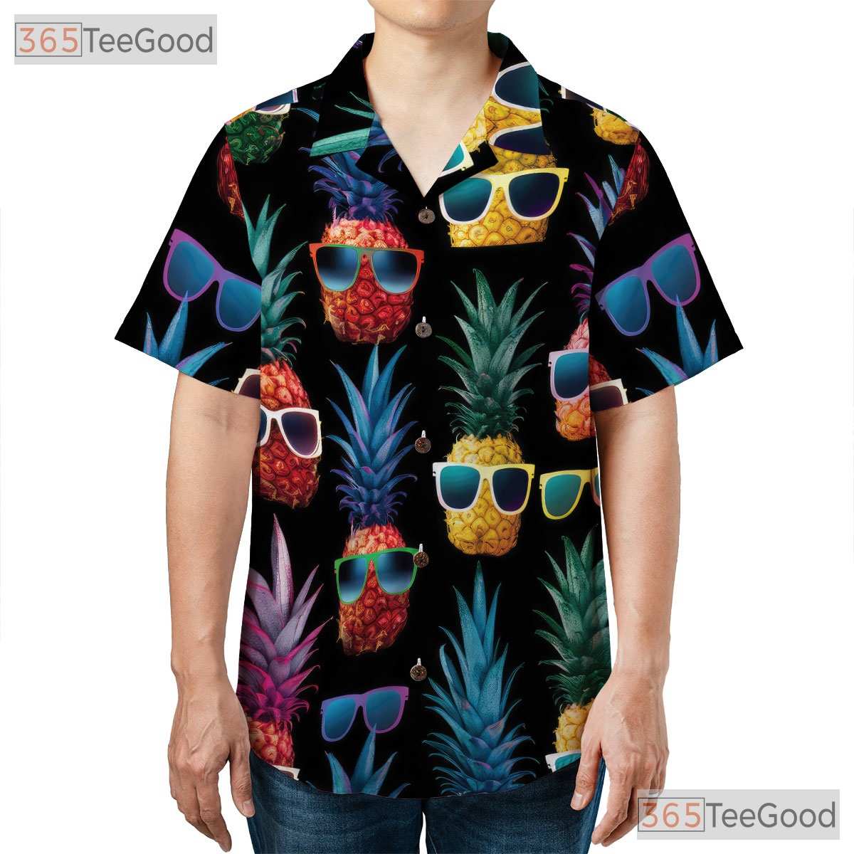 Neon Retro Pineapple Tropical Vibes Aloha Hawaiian Shirt Men Women Summer Top