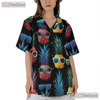 Neon Retro Pineapple Tropical Vibes Aloha Hawaiian Shirt Men Women Summer Top