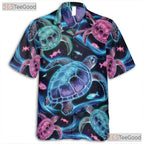 Neon Sea Turtle Vibrant Ocean Aloha Beachwear Hawaiian Shirt Unisex Summer Top