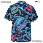 Neon Sea Turtle Vibrant Ocean Aloha Beachwear Hawaiian Shirt Unisex Summer Top