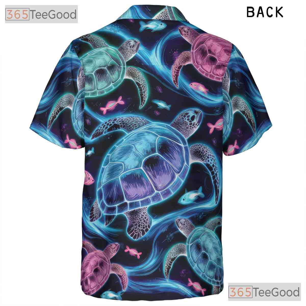 Neon Sea Turtle Vibrant Ocean Aloha Beachwear Hawaiian Shirt Unisex Summer Top