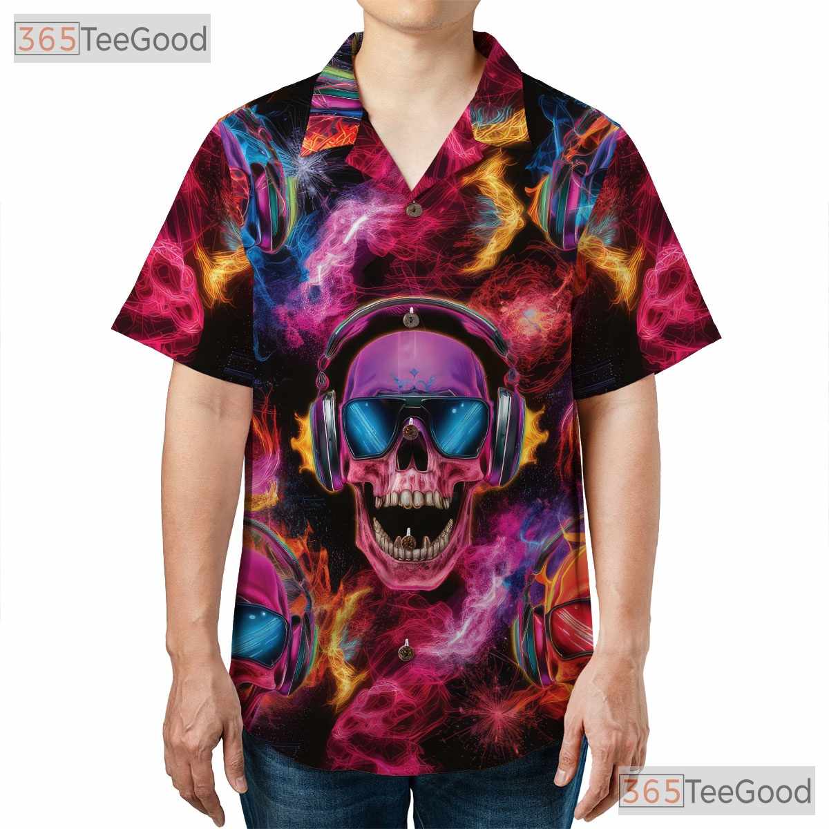 Neon Skeleton Gothic Skull Hawaiian Shirt Unisex Summer Beach Party Outfit
