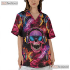 Neon Skeleton Gothic Skull Hawaiian Shirt Unisex Summer Beach Party Outfit