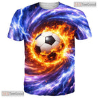 Neon Glowing Soccer Ball Sports Graphic Art 3D Printed Casual Unisex T-Shirts