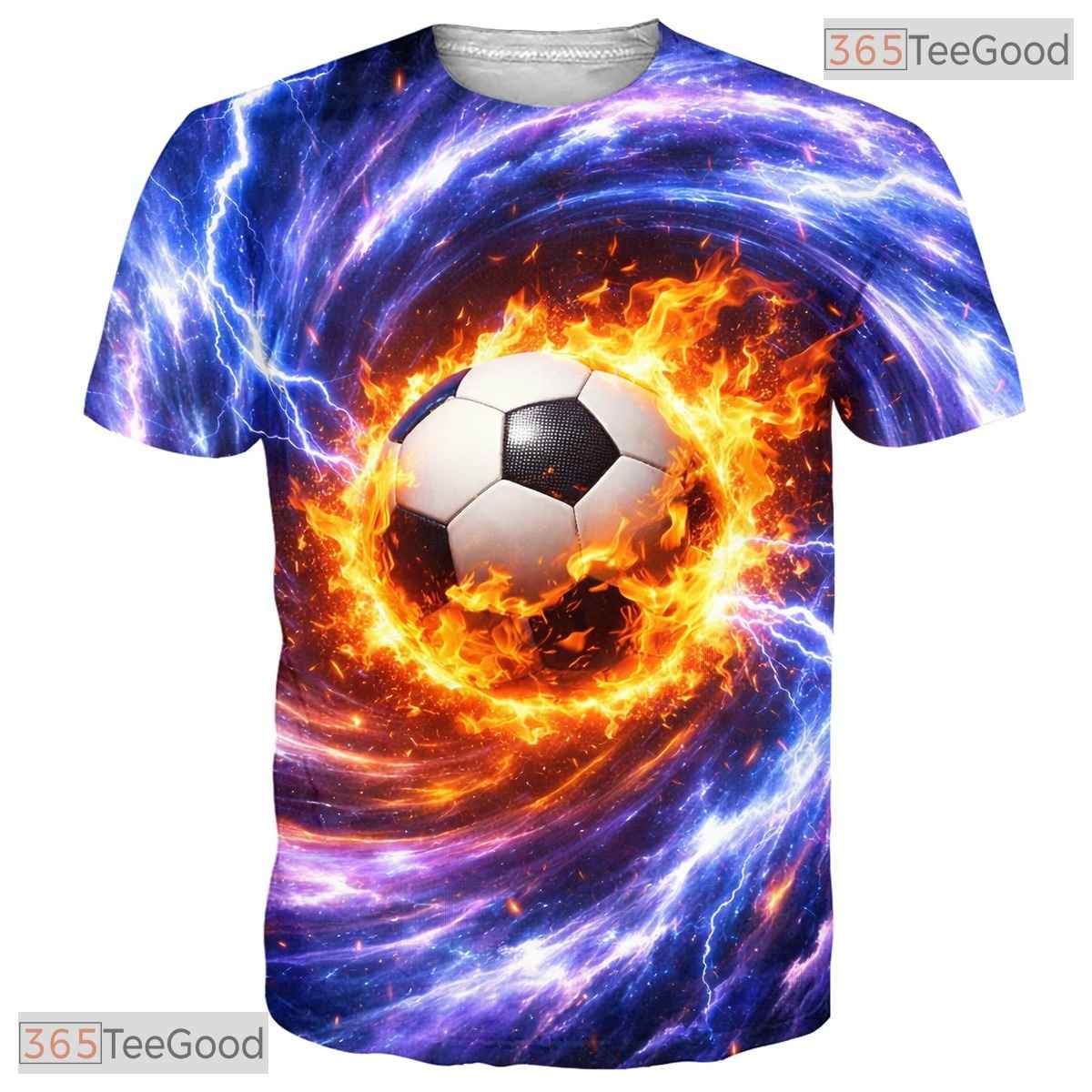 Neon Glowing Soccer Ball Sports Graphic Art 3D Printed Casual Unisex T-Shirts