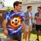 Neon Glowing Soccer Ball Sports Graphic Art 3D Printed Casual Unisex T-Shirts