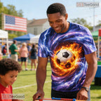 Neon Glowing Soccer Ball Sports Graphic Art 3D Printed Casual Unisex T-Shirts