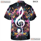 Neon Treble Clef Music DJ Guitar Microphone Aloha Band Hawaiian Shirt Unisex