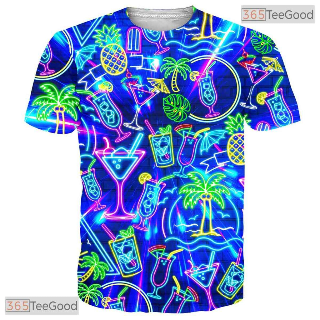 Vibrant Neon Tropical Floral Nature Graphic 3D Printed Casual Unisex T-Shirts