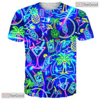 Vibrant Neon Tropical Floral Nature Graphic 3D Printed Casual Unisex T-Shirts