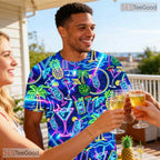 Vibrant Neon Tropical Floral Nature Graphic 3D Printed Casual Unisex T-Shirts