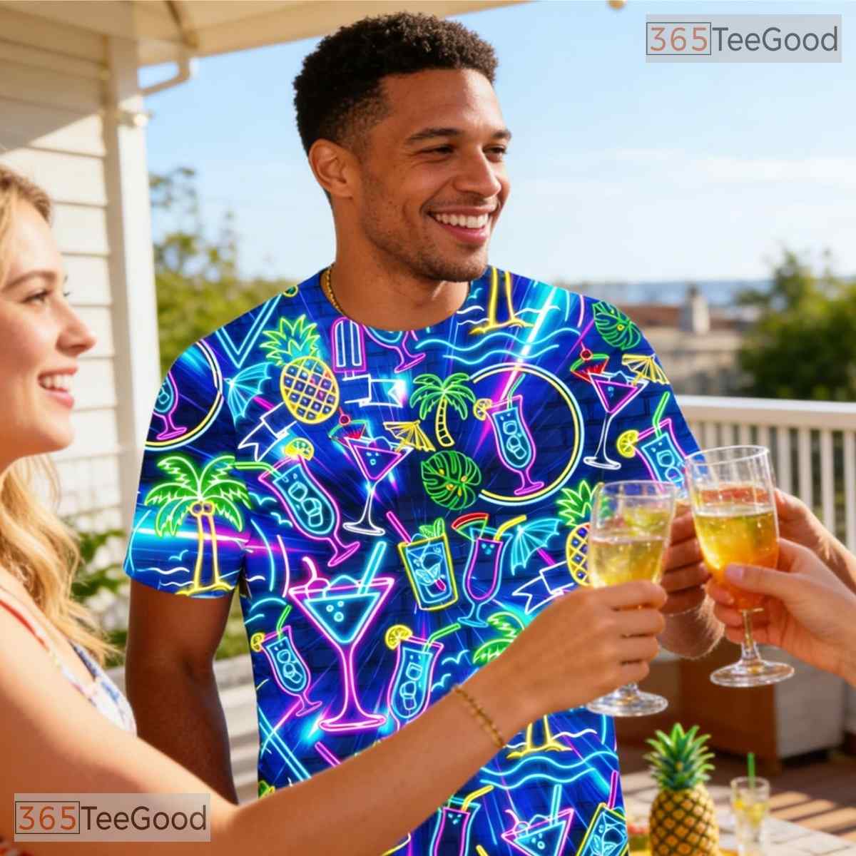 Vibrant Neon Tropical Floral Nature Graphic 3D Printed Casual Unisex T-Shirts