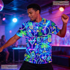 Vibrant Neon Tropical Floral Nature Graphic 3D Printed Casual Unisex T-Shirts
