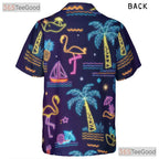 Neon Tropical Retro Flamingo Aloha Hawaiian Tee Unisex Summer Beach Party Top
