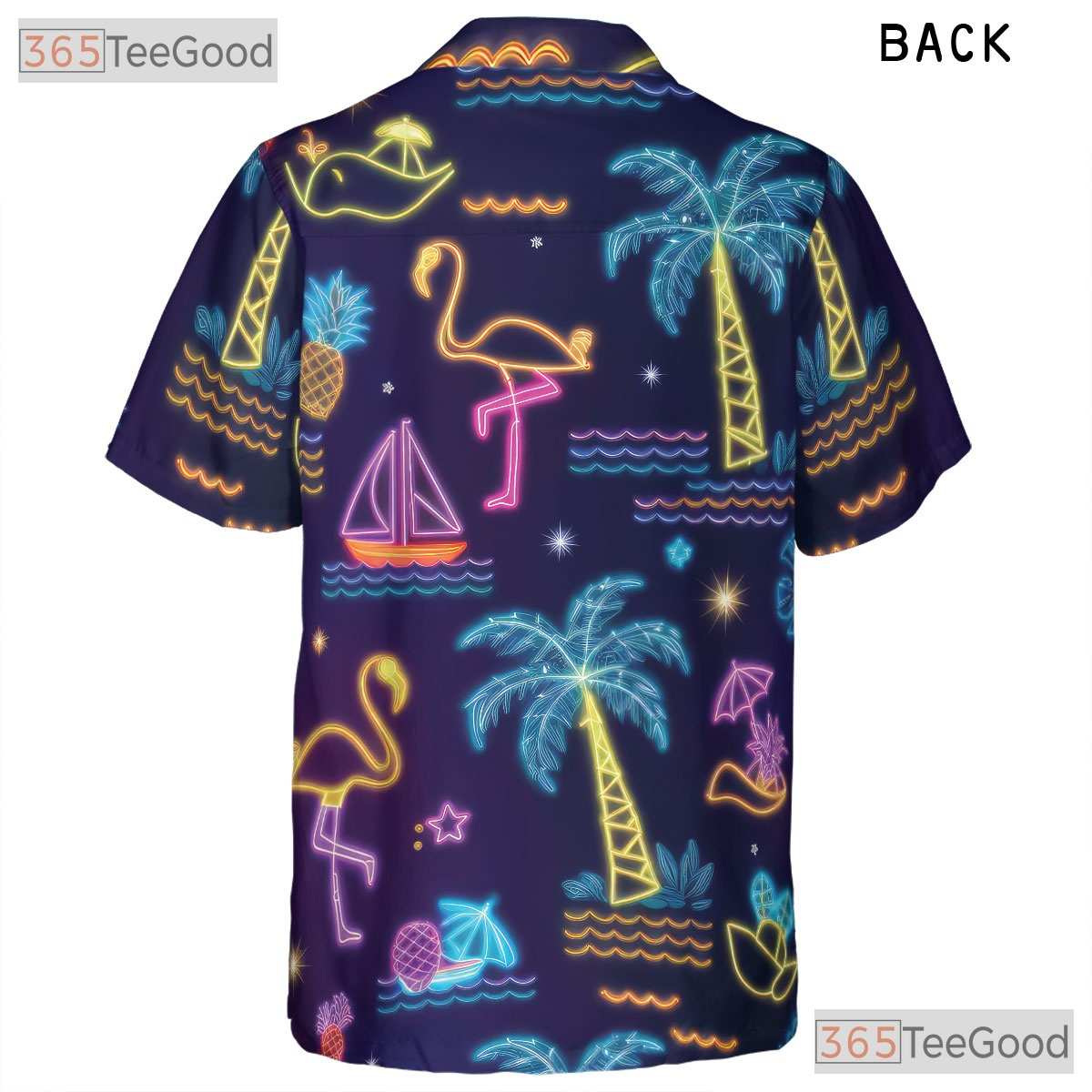 Neon Tropical Retro Flamingo Aloha Hawaiian Tee Unisex Summer Beach Party Top