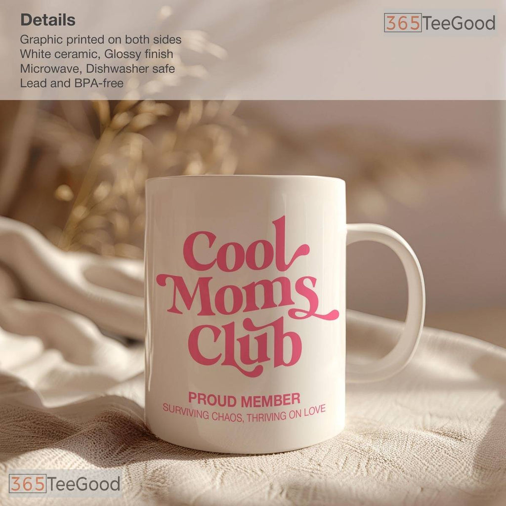 Cool Moms Club New Parent Mug - Funny Motherhood Appreciation Gift Ceramic Accent Mug